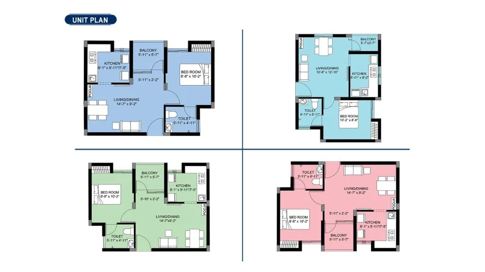Arun Excello Tilang: 1 & 2 bhk flats floor plan