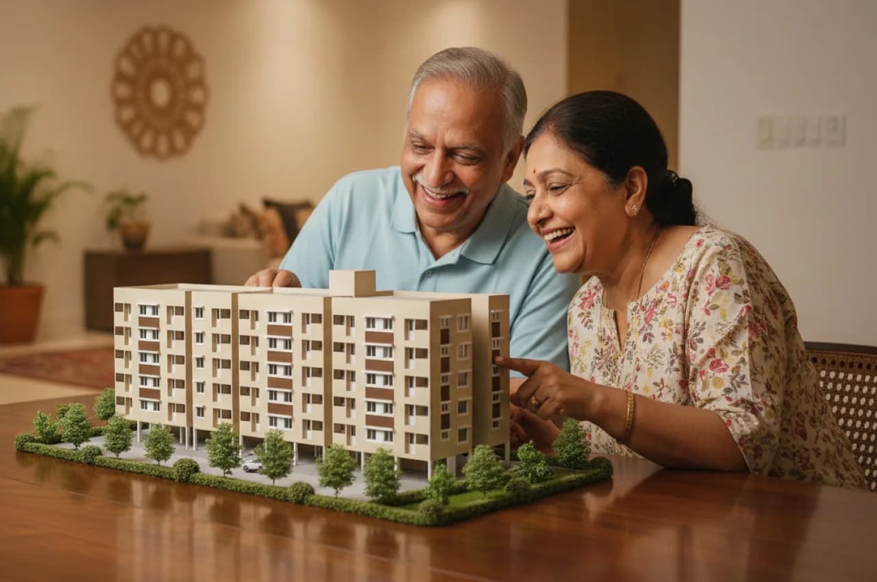 Arun Excello Lecacy model inspecting by elder couple