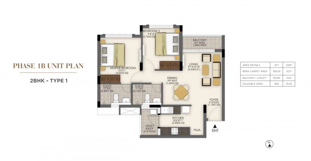 1 BHK Floor Plan